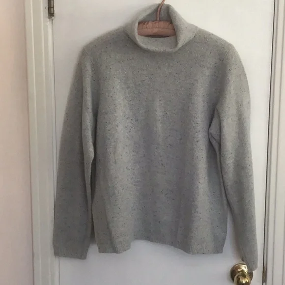 L.L. Bean Merino/Angora Lt Blue Marl Turtleneck - Picture 1 of 4